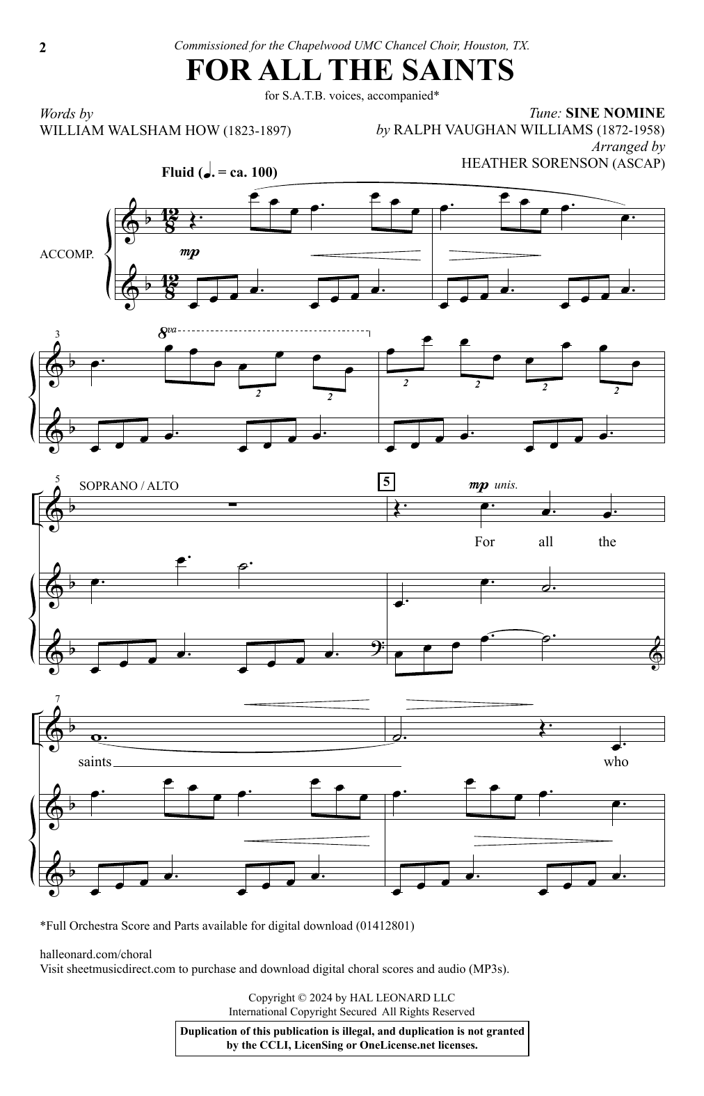 Heather Sorenson For All The Saints sheet music notes and chords arranged for SATB Choir