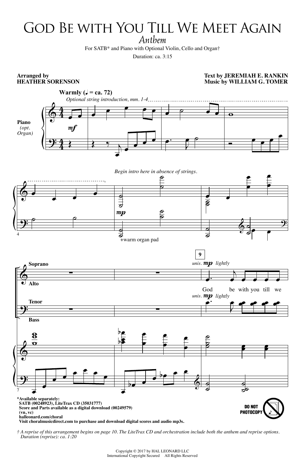 Heather Sorenson God Be With You Till We Meet Again sheet music notes and chords arranged for SATB Choir