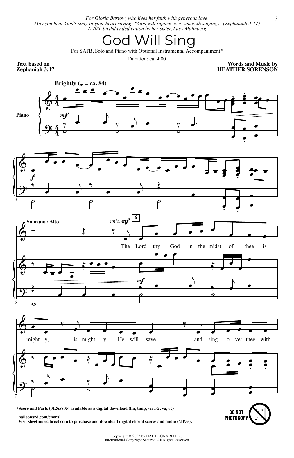 Heather Sorenson God Will Sing sheet music notes and chords arranged for SATB Choir