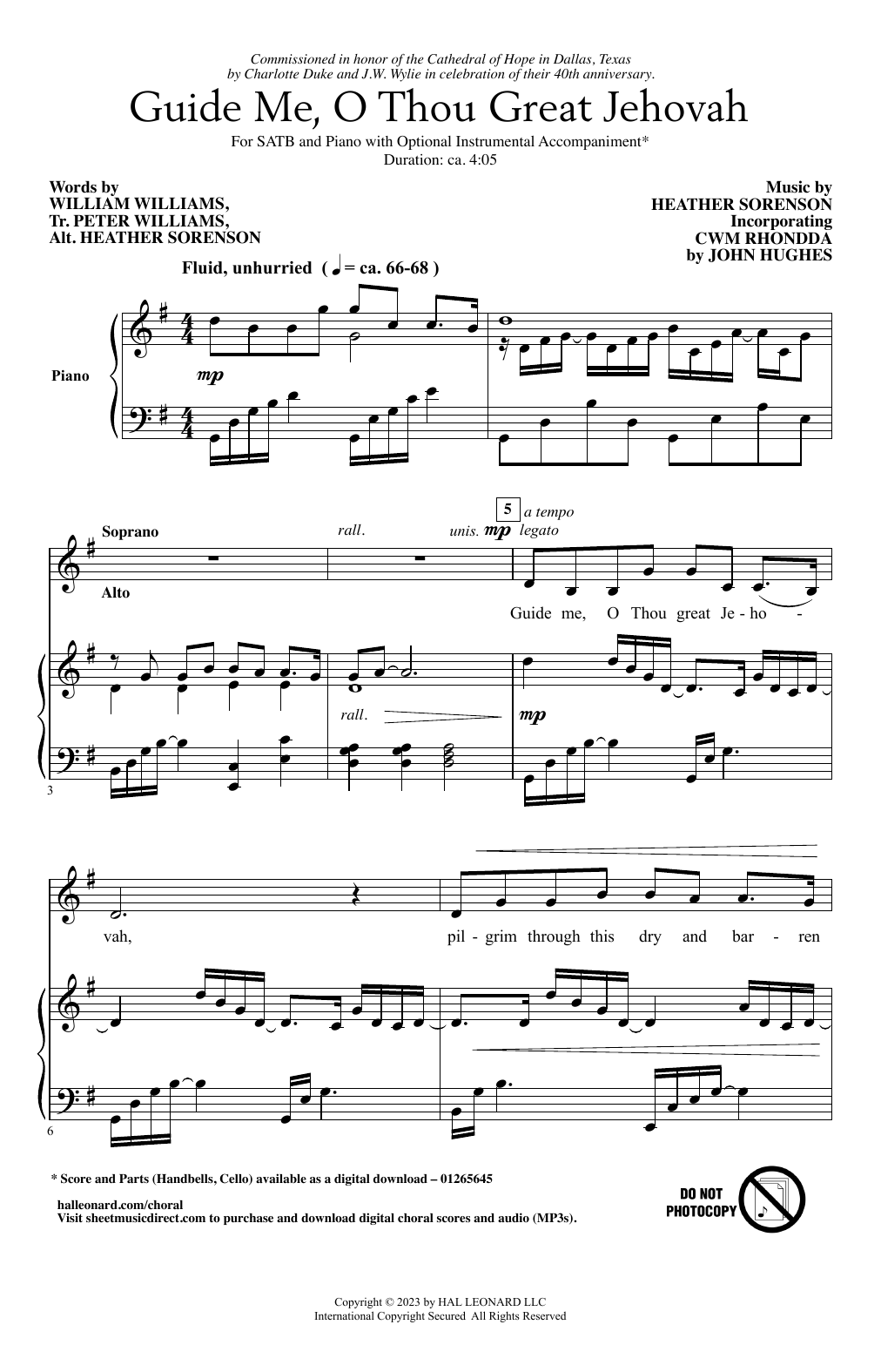 Heather Sorenson Guide Me, O Thou Great Jehovah sheet music notes and chords arranged for SATB Choir