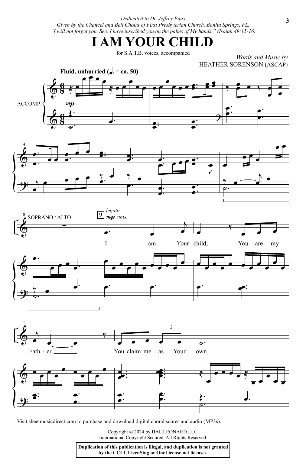 Heather Sorenson I Am Your Child sheet music notes and chords arranged for SATB Choir