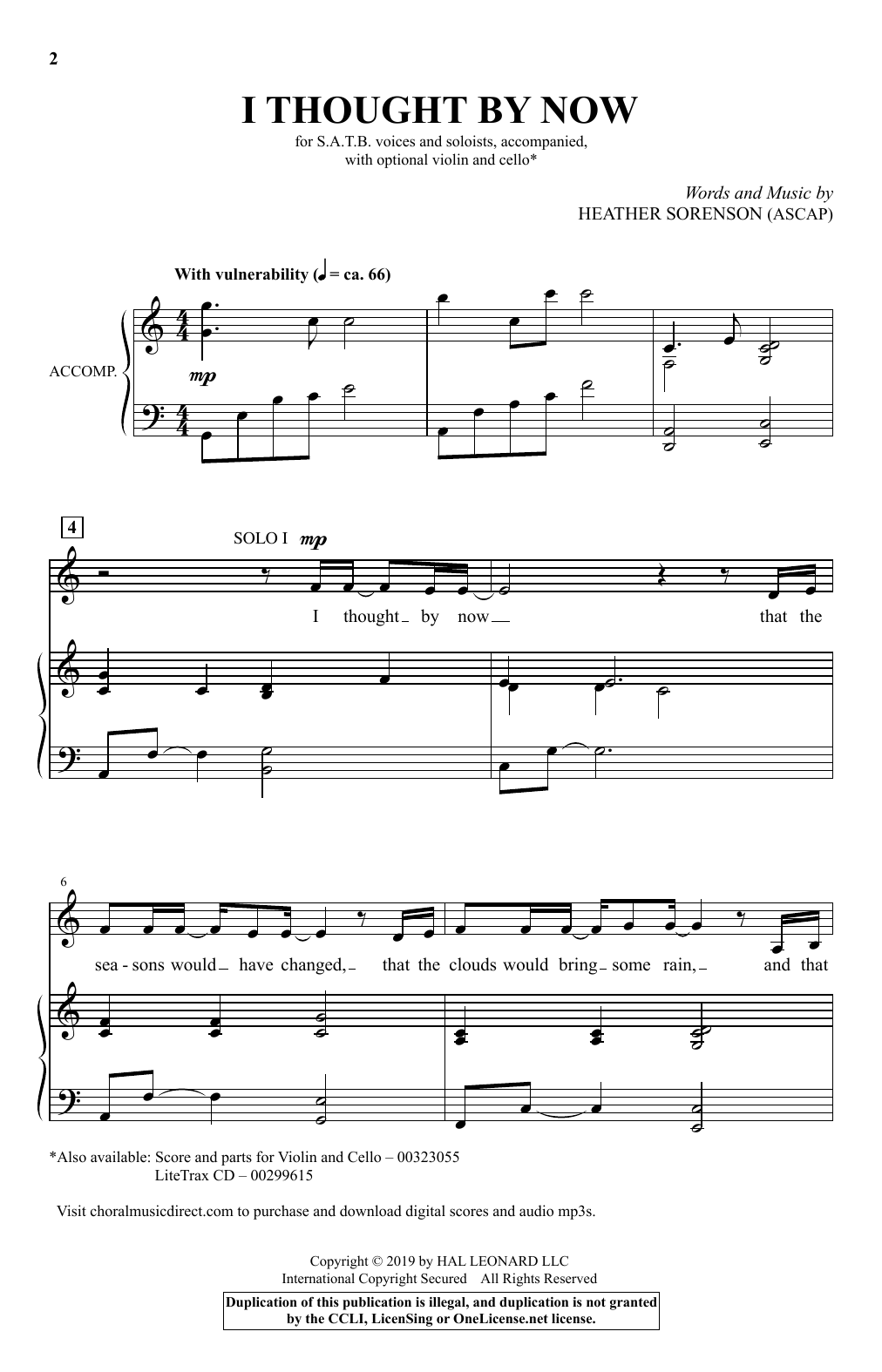 Heather Sorenson I Thought By Now sheet music notes and chords arranged for SATB Choir