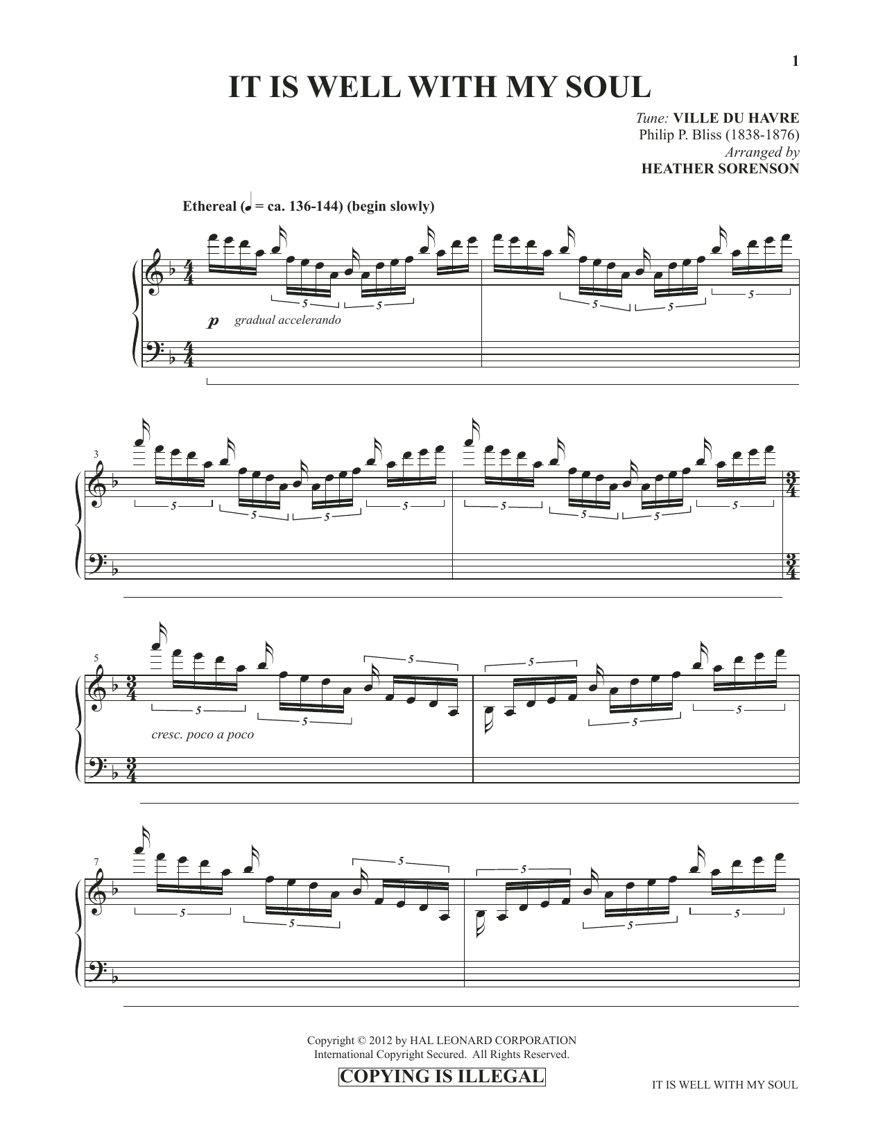 Heather Sorenson It Is Well With My Soul (from Images: Sacred Piano Reflections) sheet music notes and chords arranged for Piano Solo