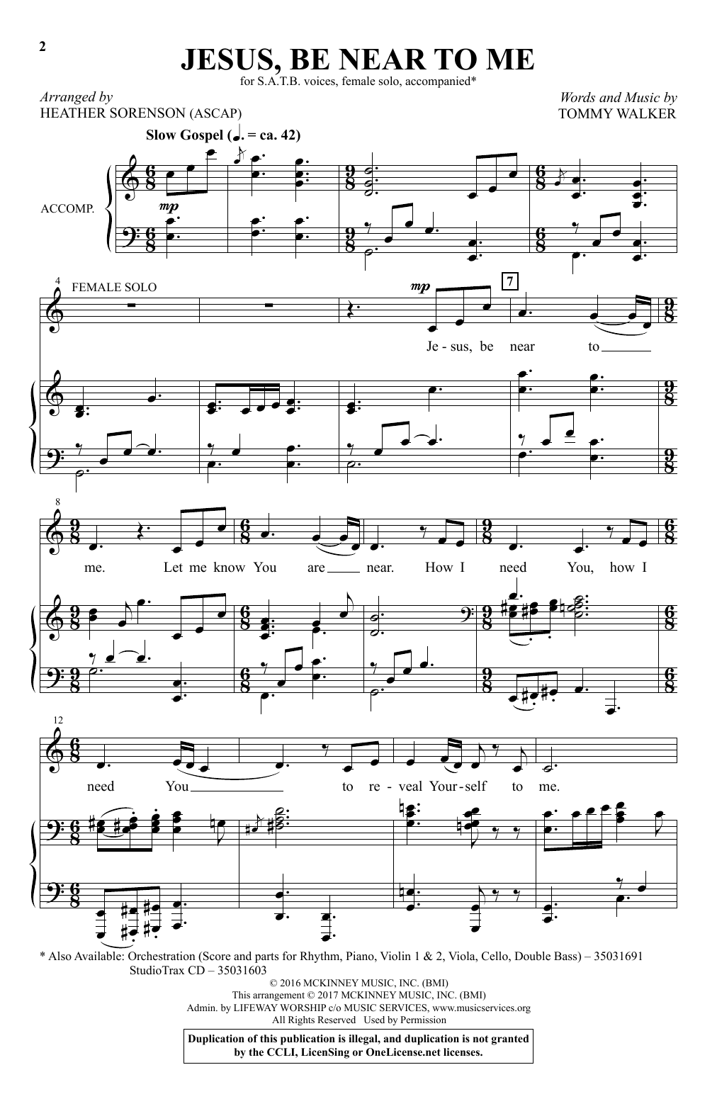 Heather Sorenson Jesus, Be Near To Me sheet music notes and chords arranged for SATB Choir