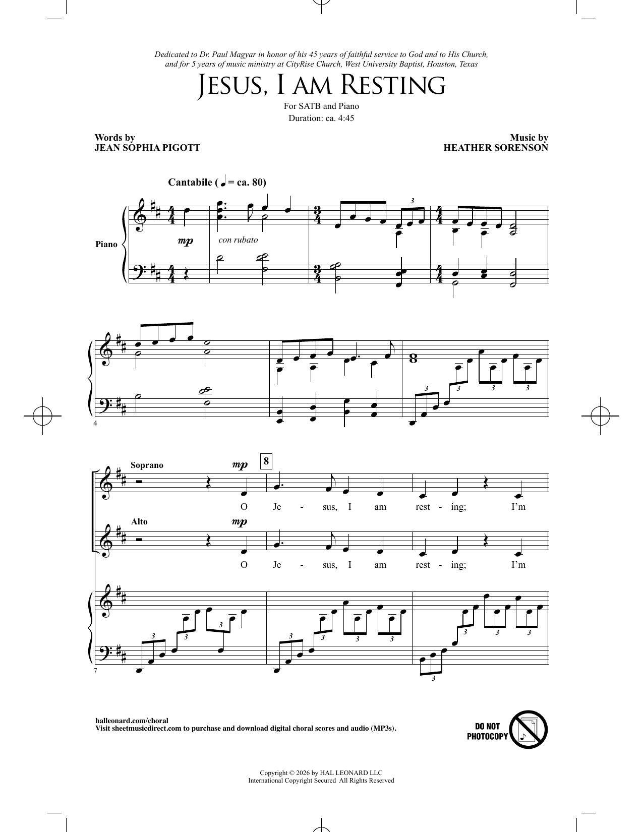 Heather Sorenson Jesus, I Am Resting sheet music notes and chords arranged for SATB Choir