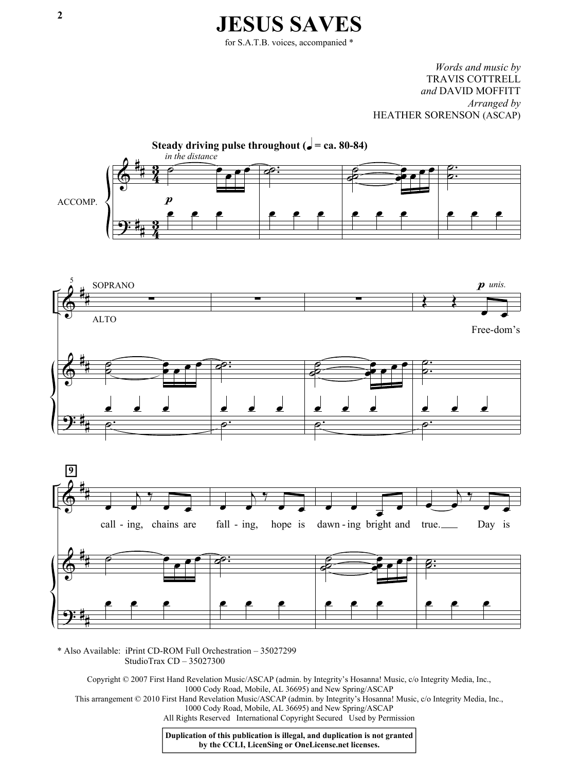 Heather Sorenson Jesus Saves sheet music notes and chords arranged for SATB Choir