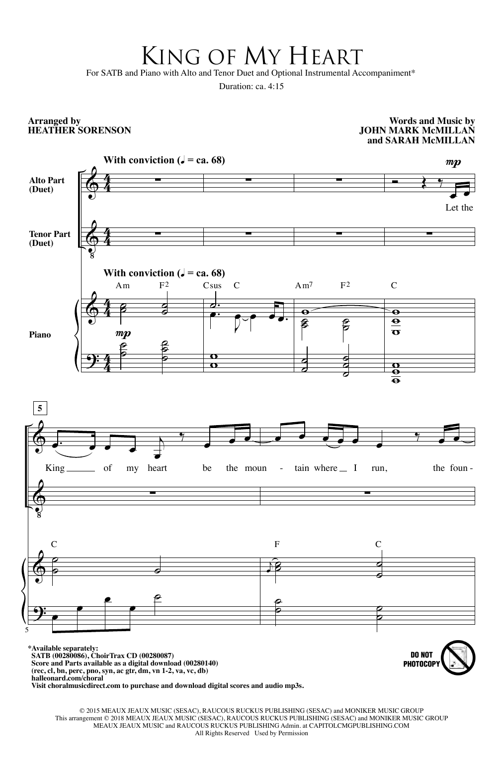 Heather Sorenson King Of My Heart sheet music notes and chords arranged for SATB Choir
