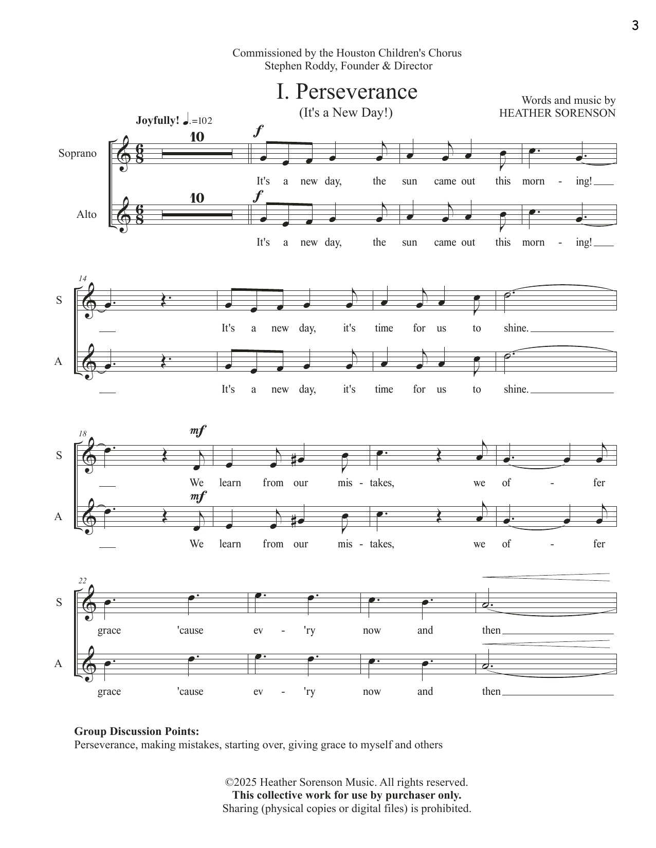 Heather Sorenson Compassion (I Will Be The One) (from Lessons Learned from Kids) sheet music notes and chords arranged for Choir