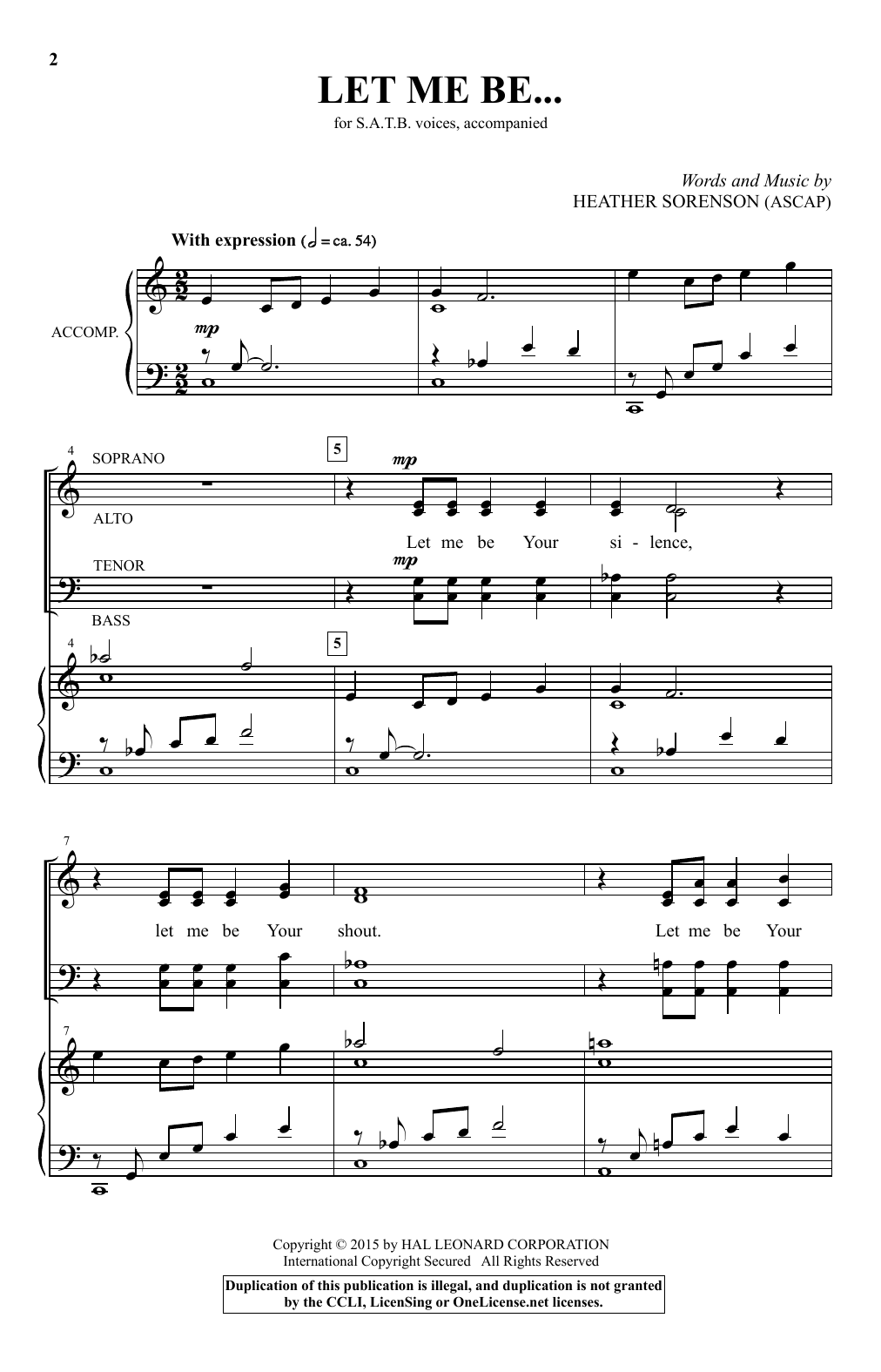 Heather Sorenson Let Me Be... sheet music notes and chords arranged for SATB Choir