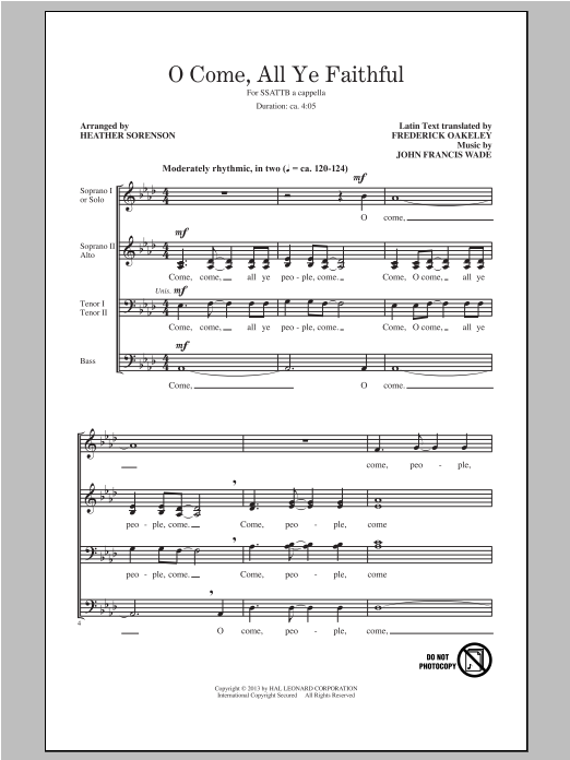 Heather Sorenson O Come, All Ye Faithful sheet music notes and chords arranged for SATB Choir