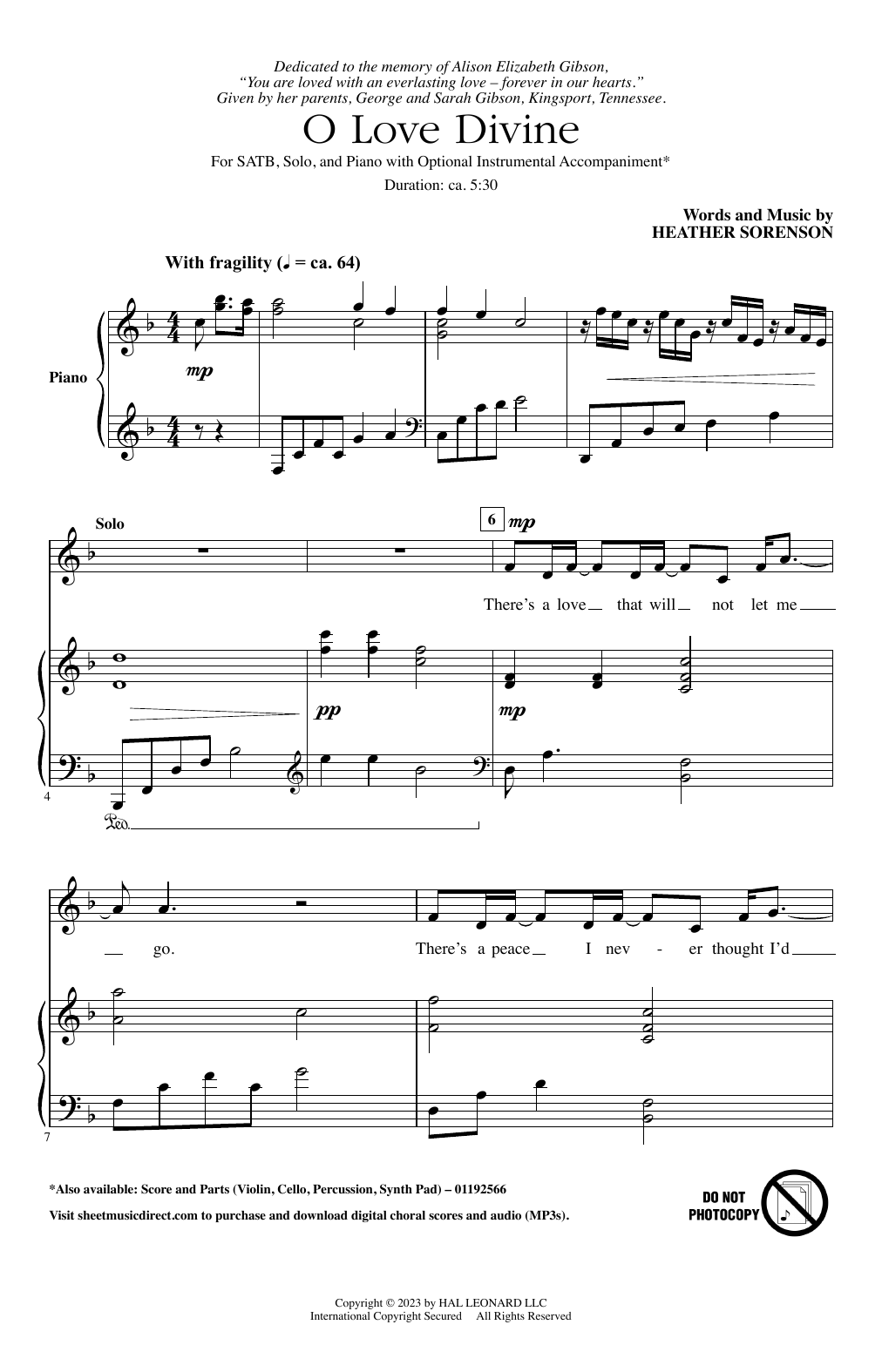 Heather Sorenson O Love Divine sheet music notes and chords arranged for SATB Choir