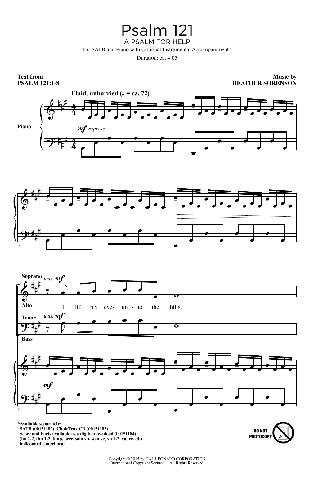 Heather Sorenson Psalm 121 (A Psalm For Help) sheet music notes and chords arranged for SATB Choir