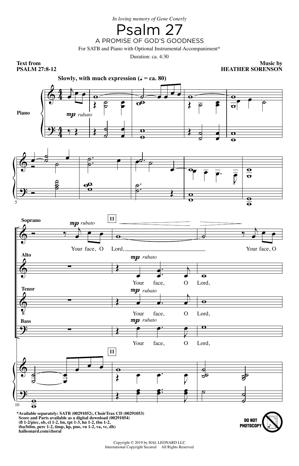 Heather Sorenson Psalm 27 (A Promise Of God's Goodness) sheet music notes and chords arranged for SATB Choir