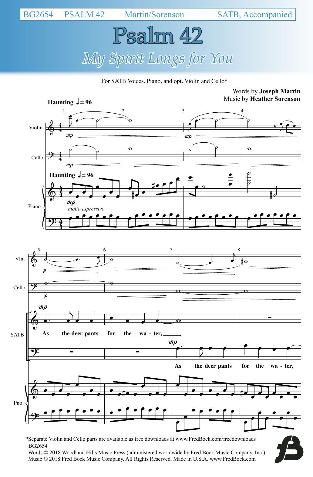Heather Sorenson Psalm 42 sheet music notes and chords arranged for SATB Choir
