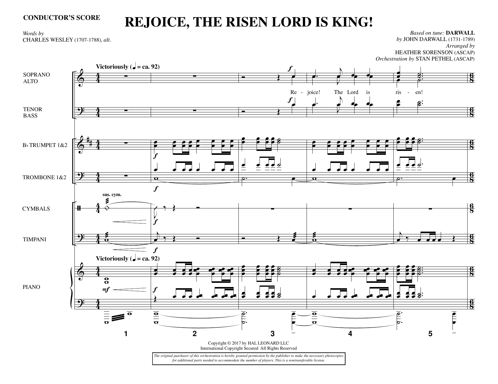 Heather Sorenson Rejoice, the Risen Lord Is King! - Full Score sheet music notes and chords arranged for Choir Instrumental Pak