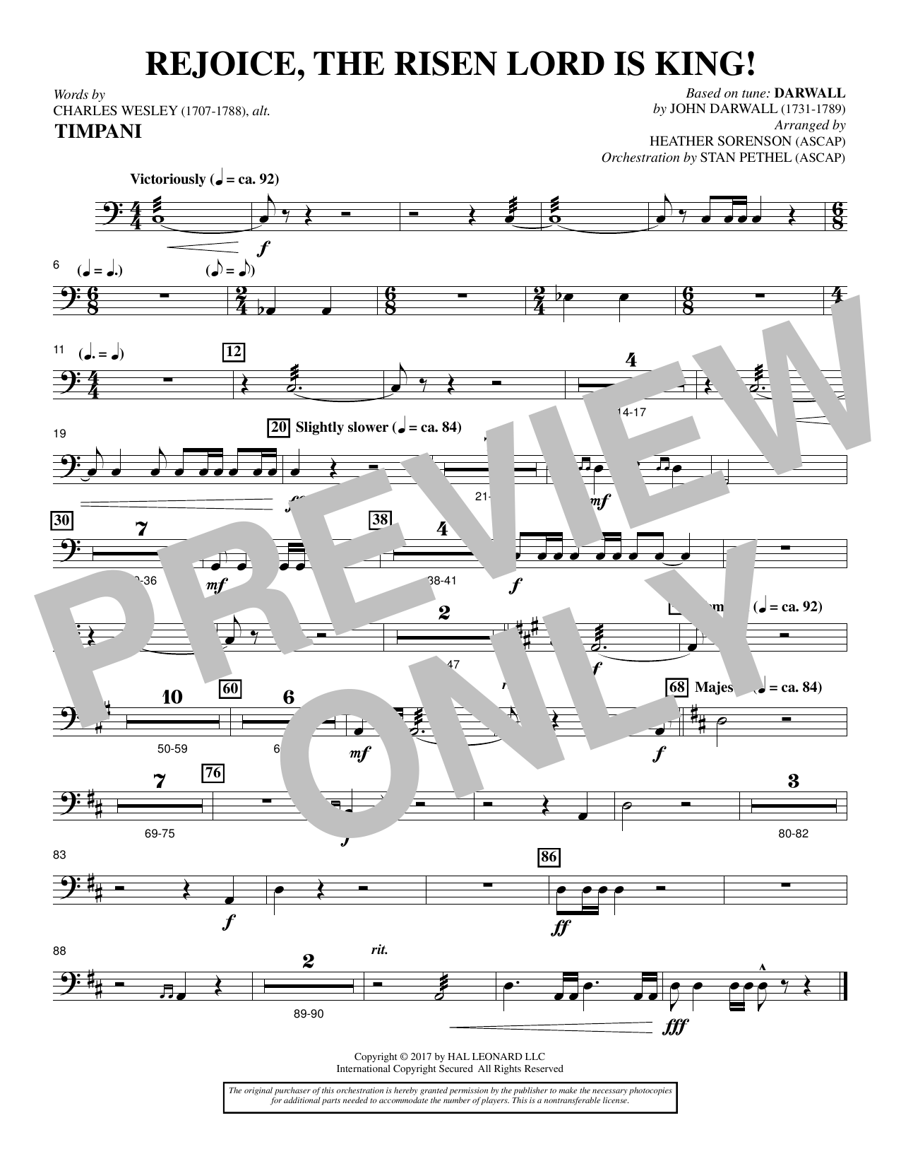 Heather Sorenson Rejoice, the Risen Lord Is King! - Timpani sheet music notes and chords arranged for Choir Instrumental Pak