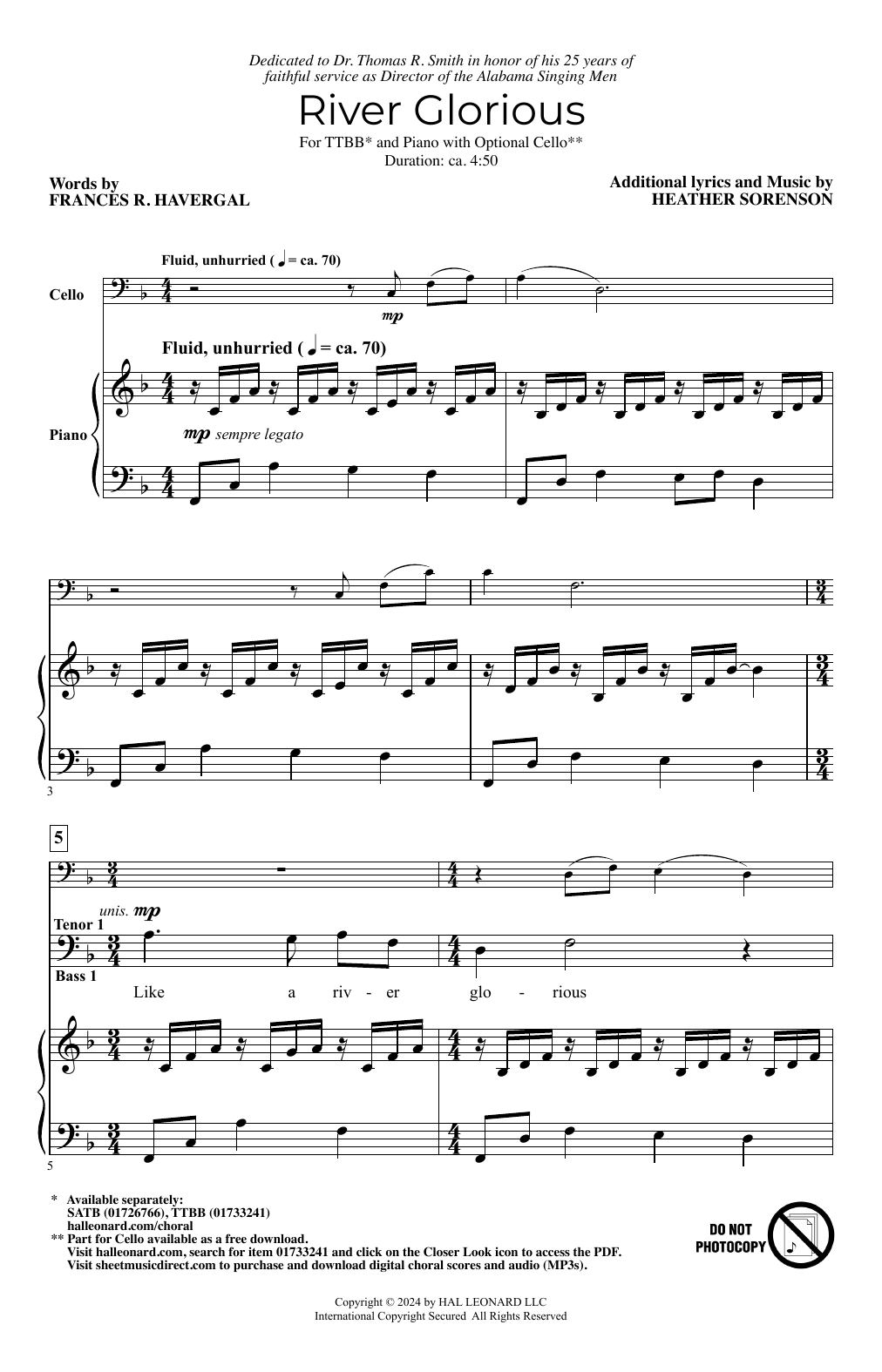 Heather Sorenson River Glorious sheet music notes and chords arranged for SATB Choir