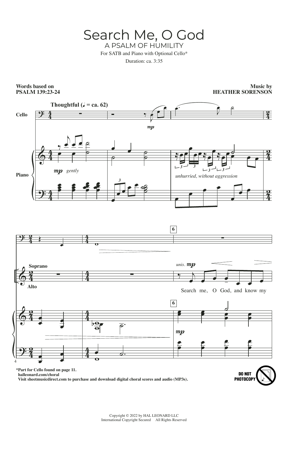 Heather Sorenson Search Me, O God (A Psalm Of Humility) sheet music notes and chords arranged for SATB Choir