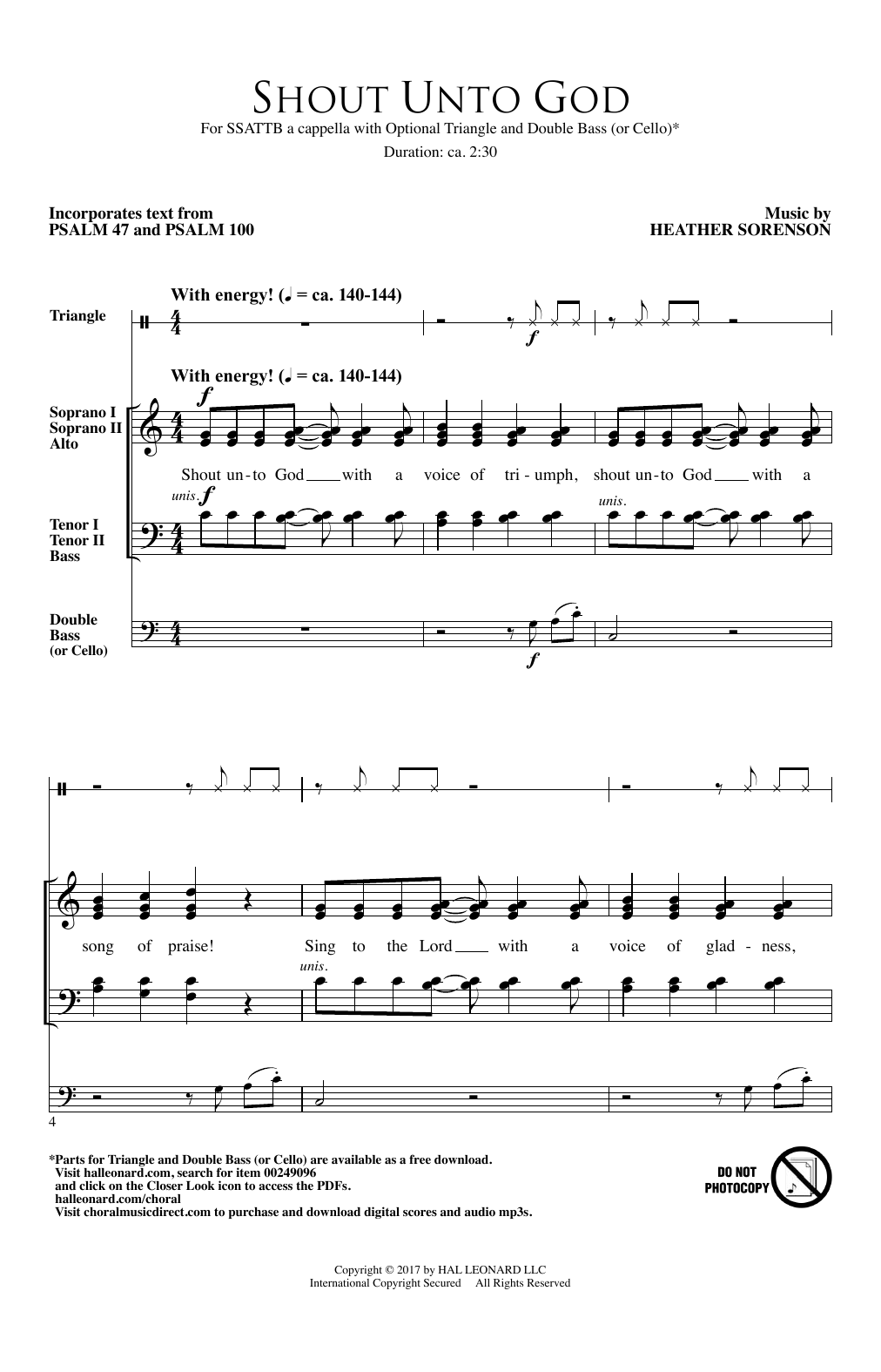 Heather Sorenson Shout Unto God sheet music notes and chords arranged for SATB Choir
