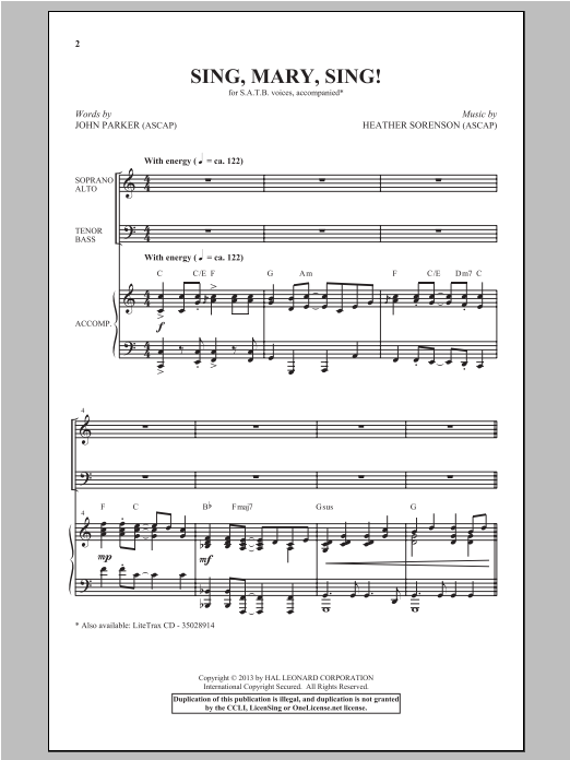 Heather Sorenson Sing, Mary Sing! sheet music notes and chords arranged for SATB Choir