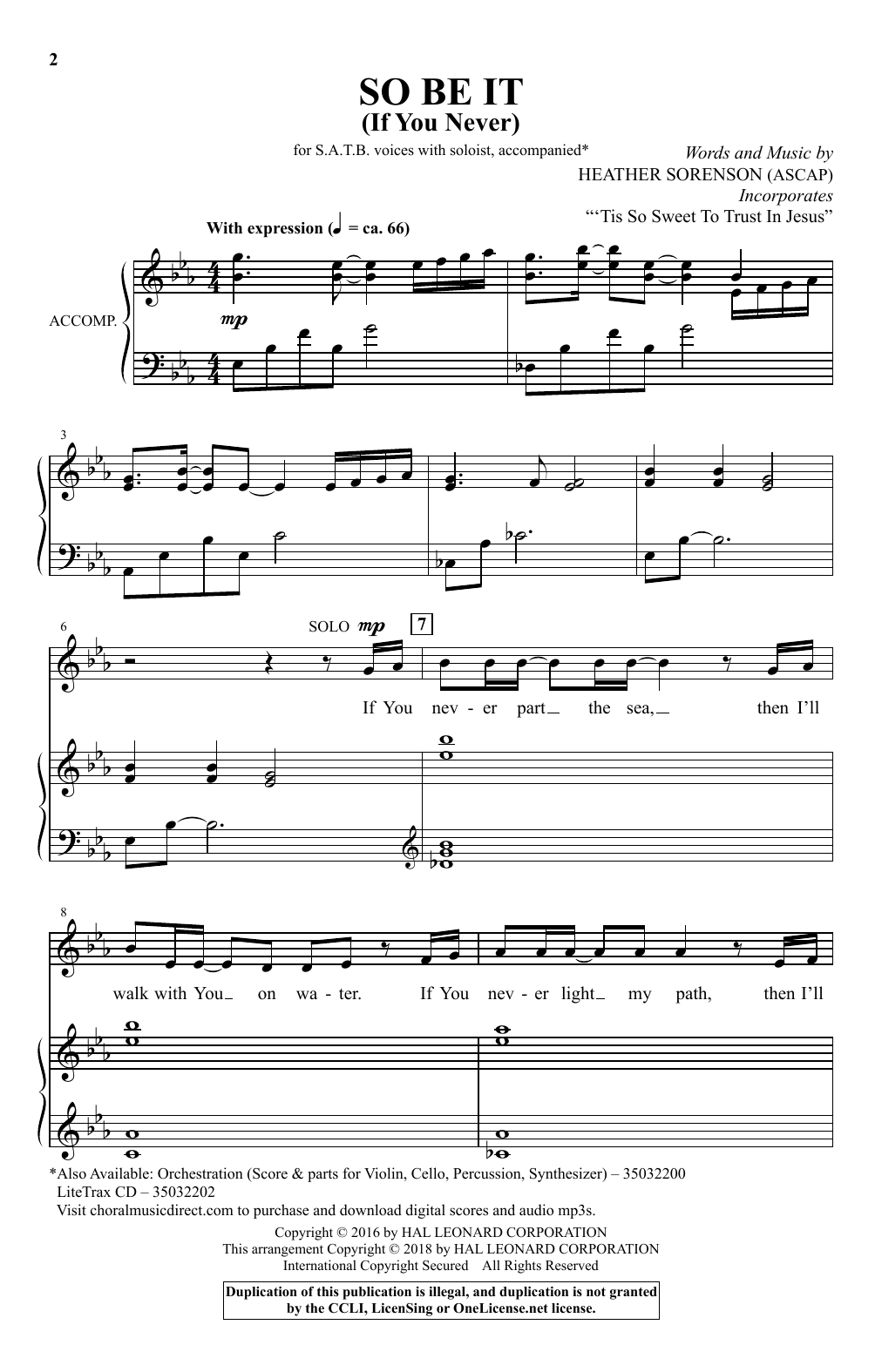 Heather Sorenson So Be It (If You Never) sheet music notes and chords arranged for SATB Choir