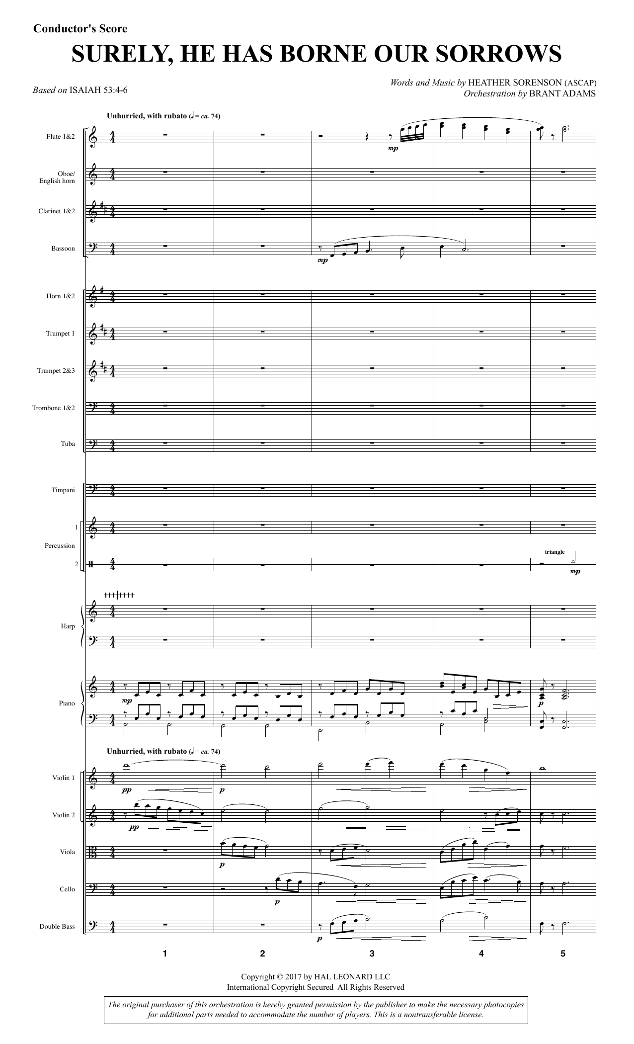 Heather Sorenson Surely, He Has Borne Our Sorrows - Full Score sheet music notes and chords arranged for Choir Instrumental Pak