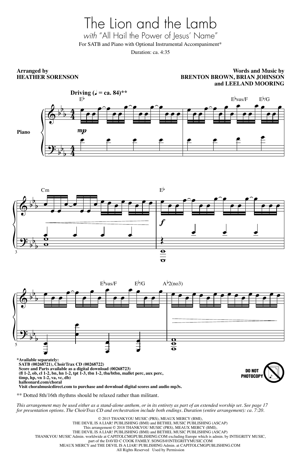 Heather Sorenson The Lion And The Lamb sheet music notes and chords arranged for SATB Choir
