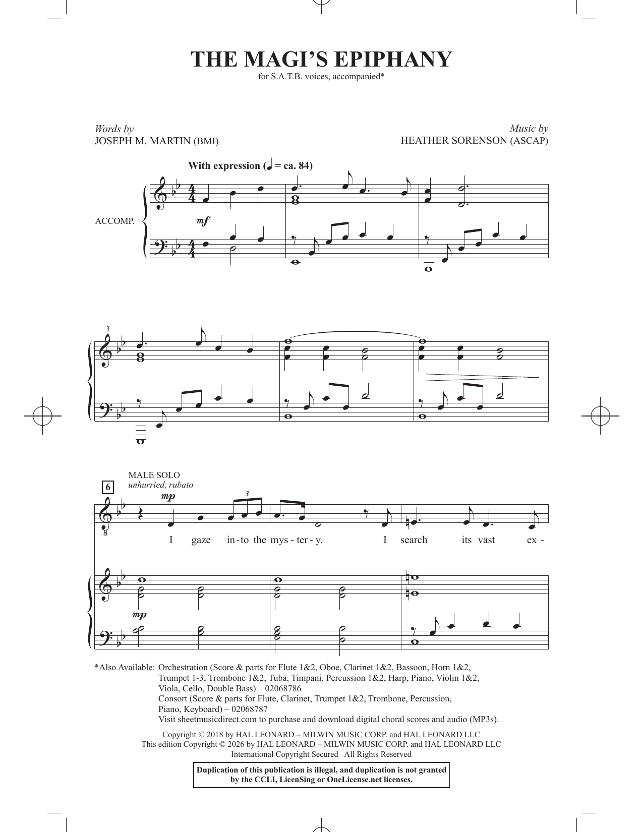 Heather Sorenson The Magi's Epiphany sheet music notes and chords arranged for SATB Choir