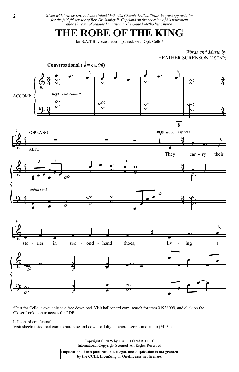 Heather Sorenson The Robe of the King sheet music notes and chords arranged for SATB Choir