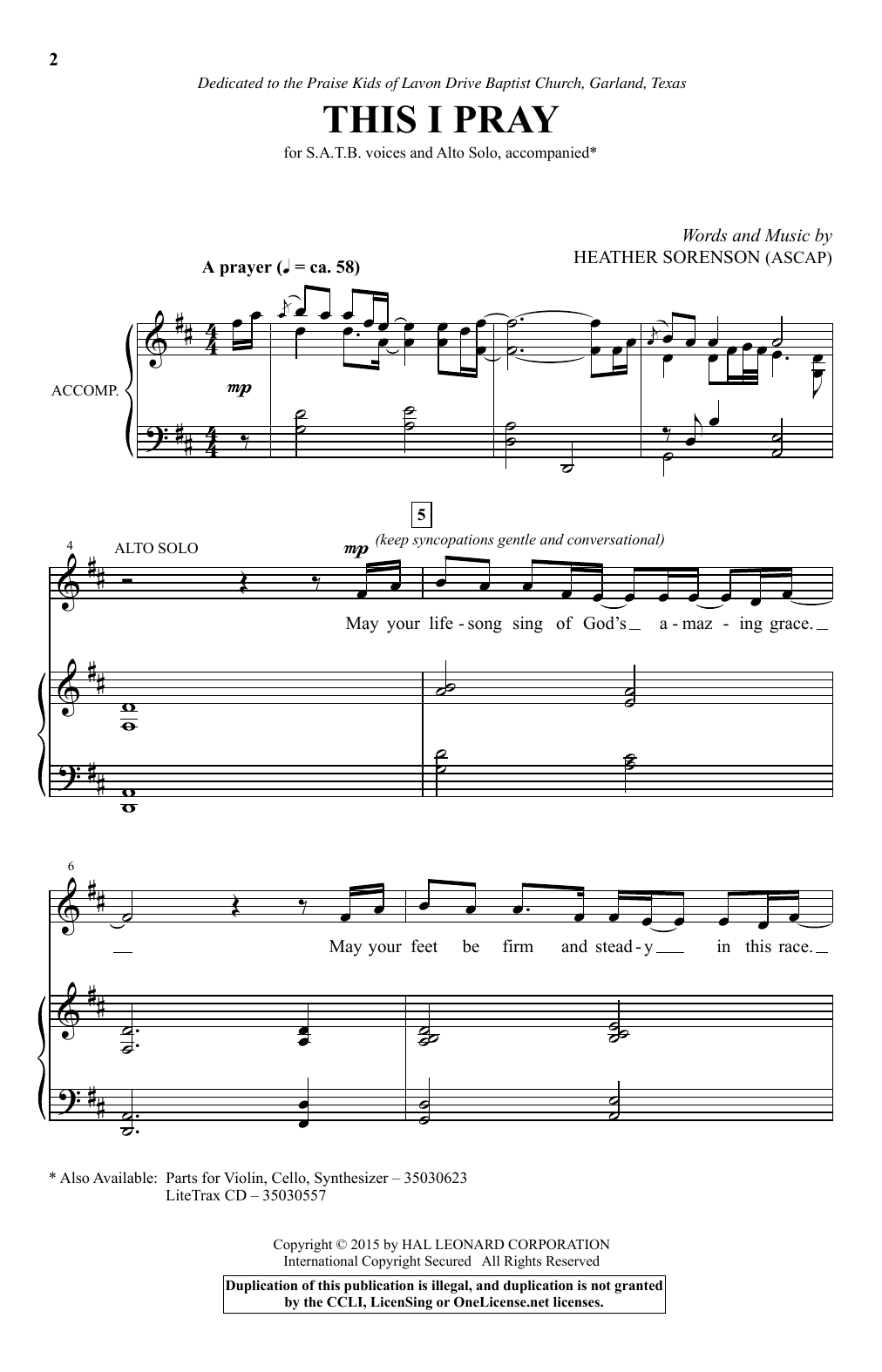 Heather Sorenson This I Pray sheet music notes and chords arranged for SATB Choir