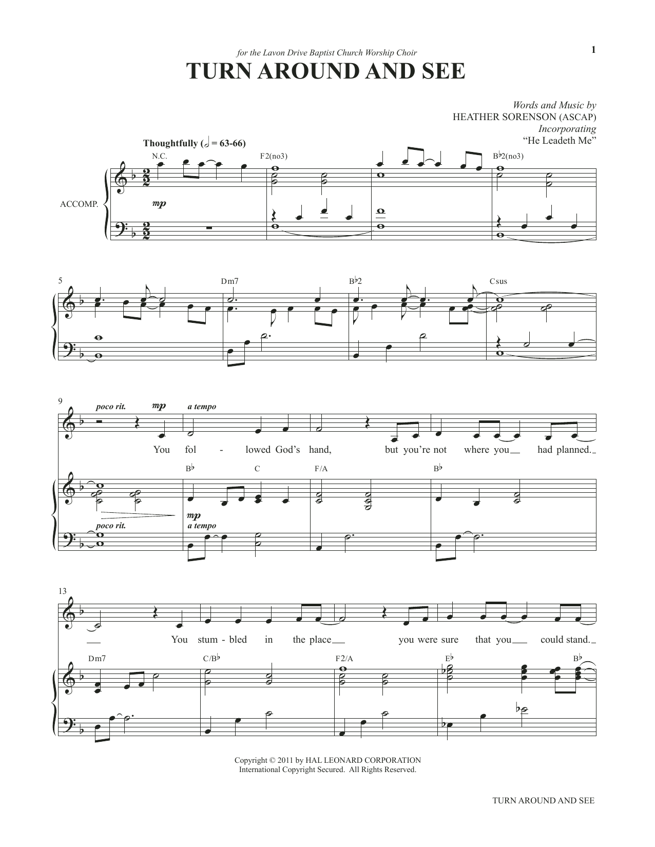 Heather Sorenson Turn Around And See (from My Alleluia: Vocal Solos for Worship) sheet music notes and chords arranged for Piano & Vocal