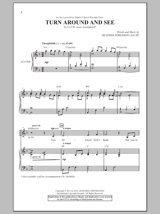 Heather Sorenson Turn Around And See sheet music notes and chords arranged for SATB Choir
