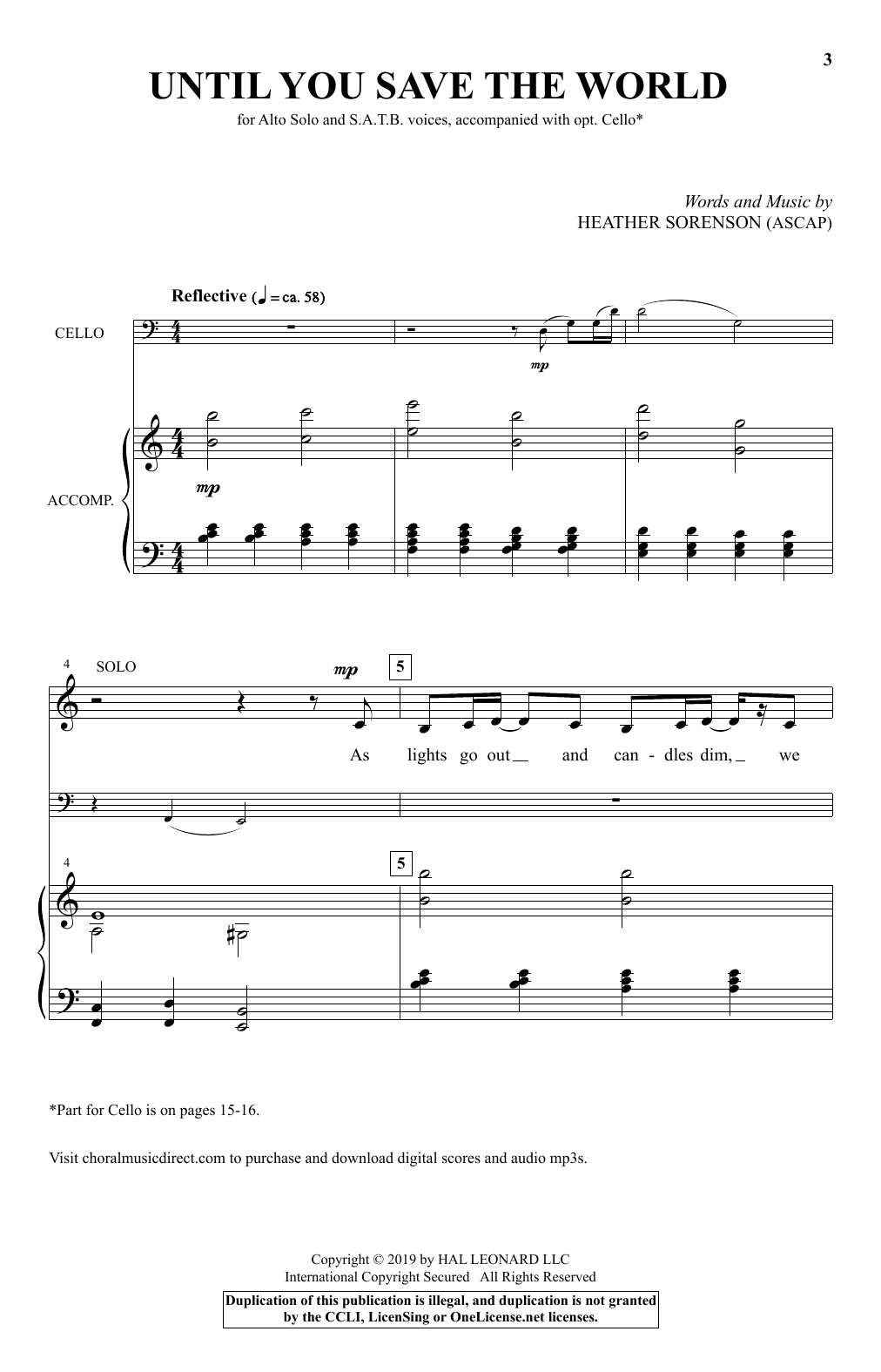 Heather Sorenson Until You Save The World sheet music notes and chords arranged for SATB Choir
