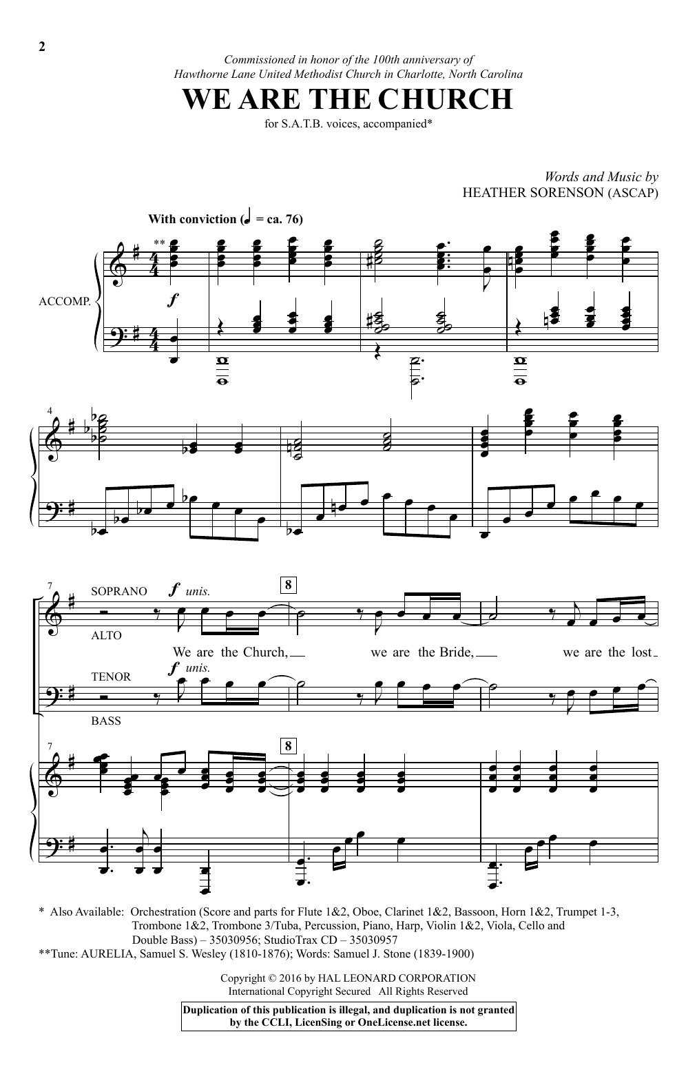 Heather Sorenson We Are The Church sheet music notes and chords arranged for SATB Choir