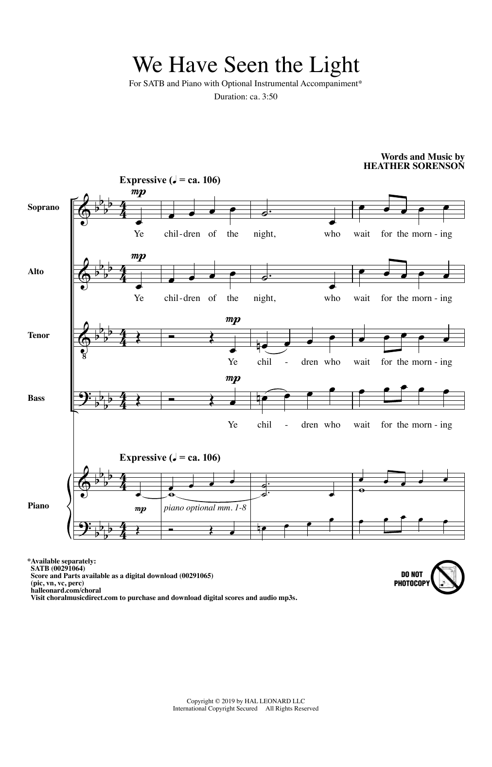 Heather Sorenson We Have Seen The Light sheet music notes and chords arranged for SATB Choir