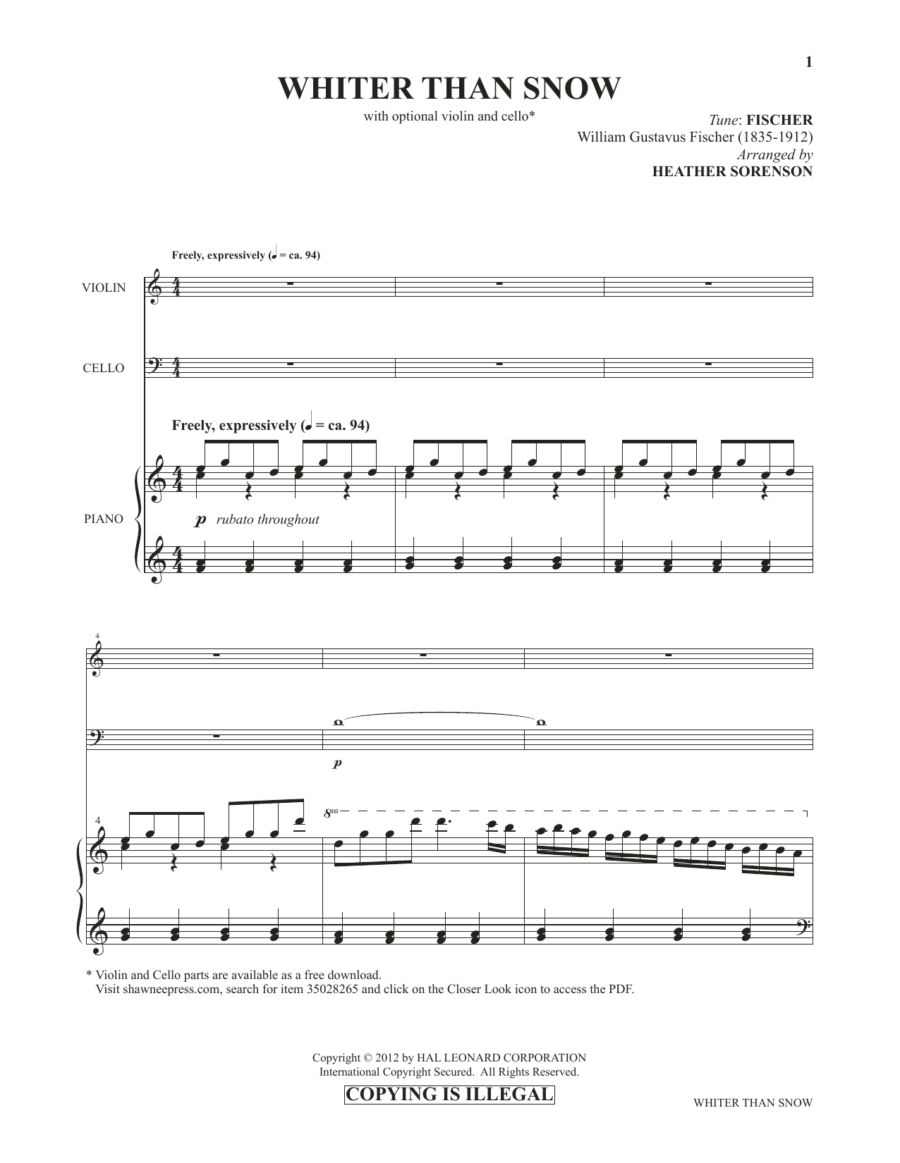 Heather Sorenson Whiter Than Snow (from Images: Sacred Piano Reflections) sheet music notes and chords arranged for Piano Solo