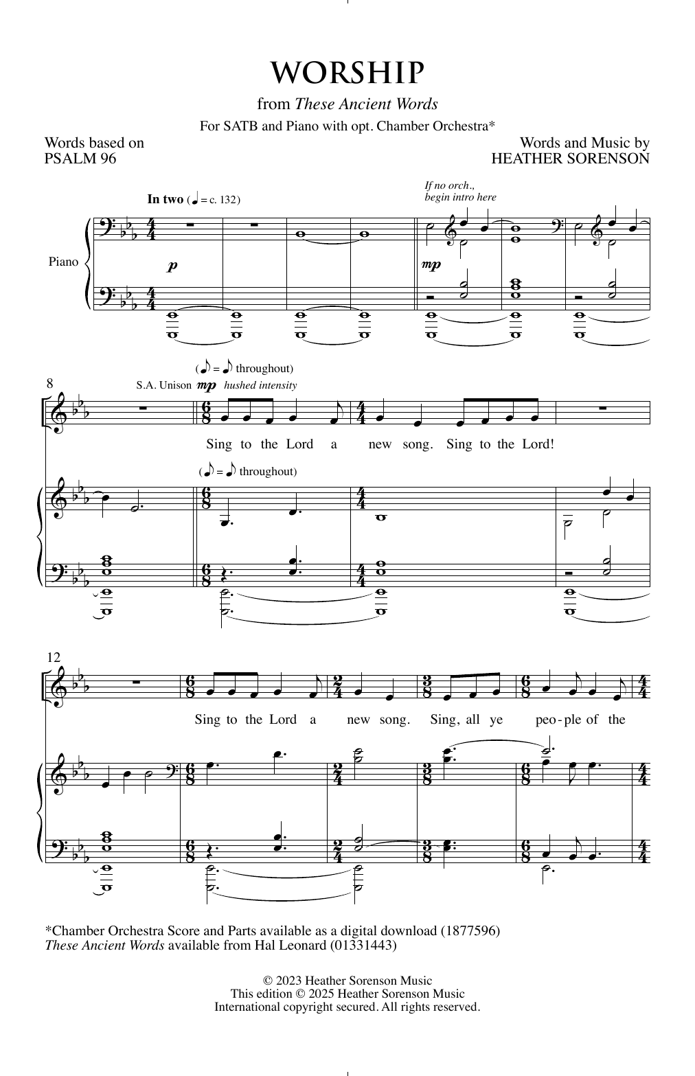 Heather Sorenson Worship sheet music notes and chords arranged for SATB Choir