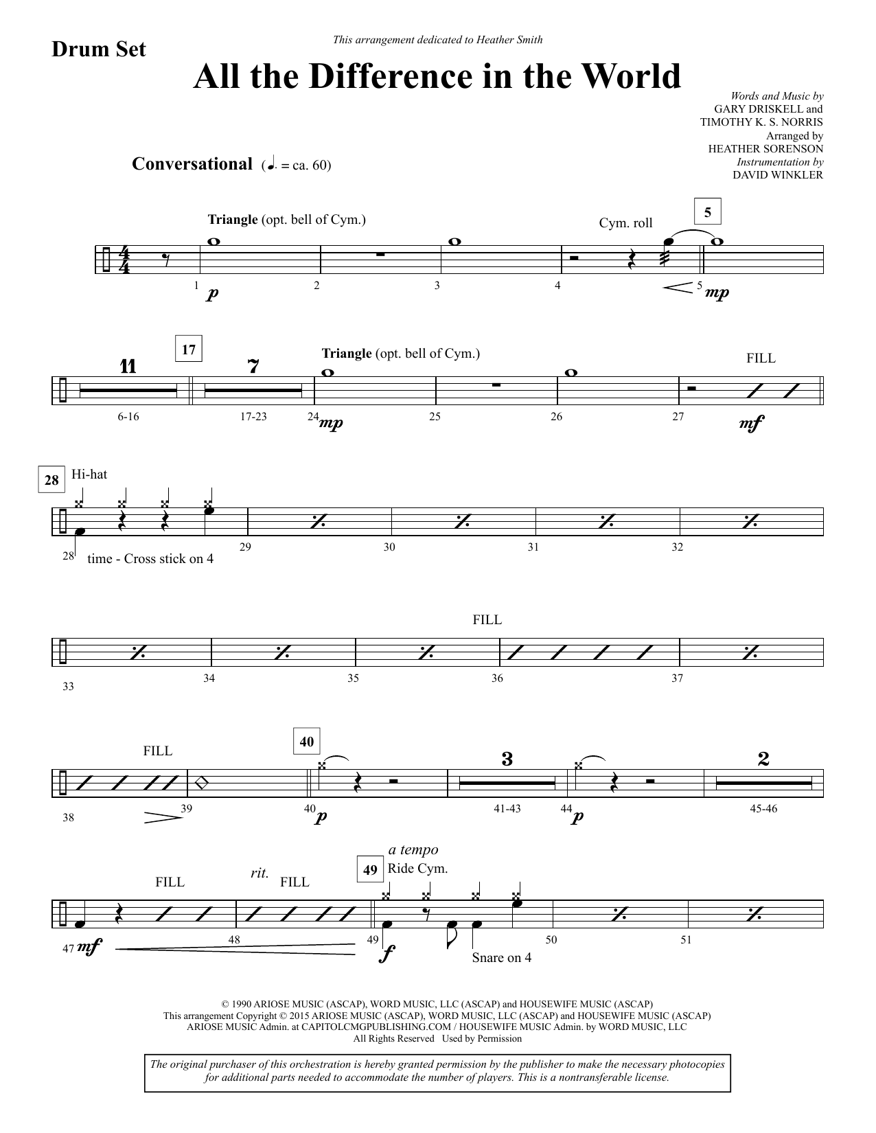 Heather Sorenson All the Difference in the World - Drums sheet music notes and chords. Download Printable PDF.