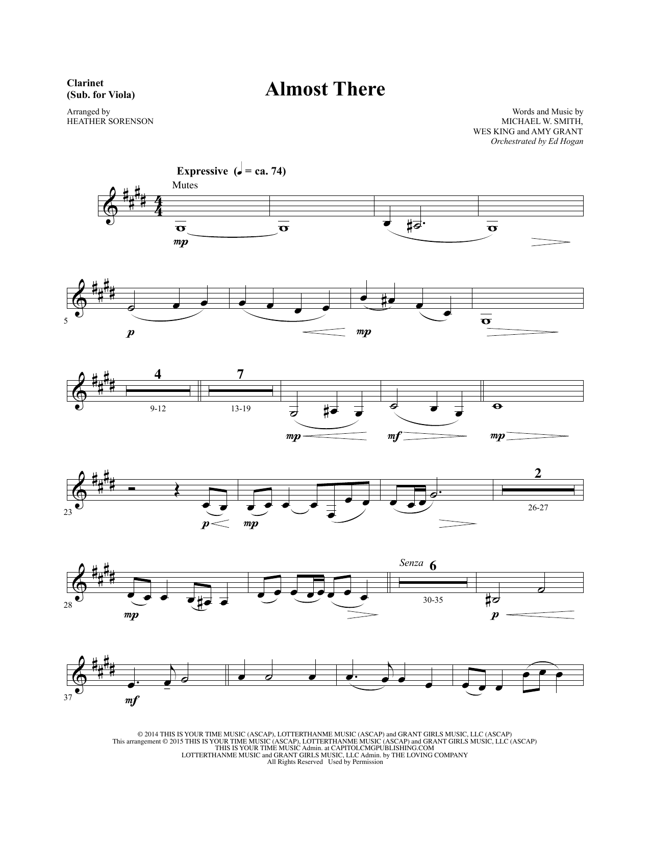 Heather Sorenson Almost There - Clarinet (sub Viola) sheet music notes and chords. Download Printable PDF.