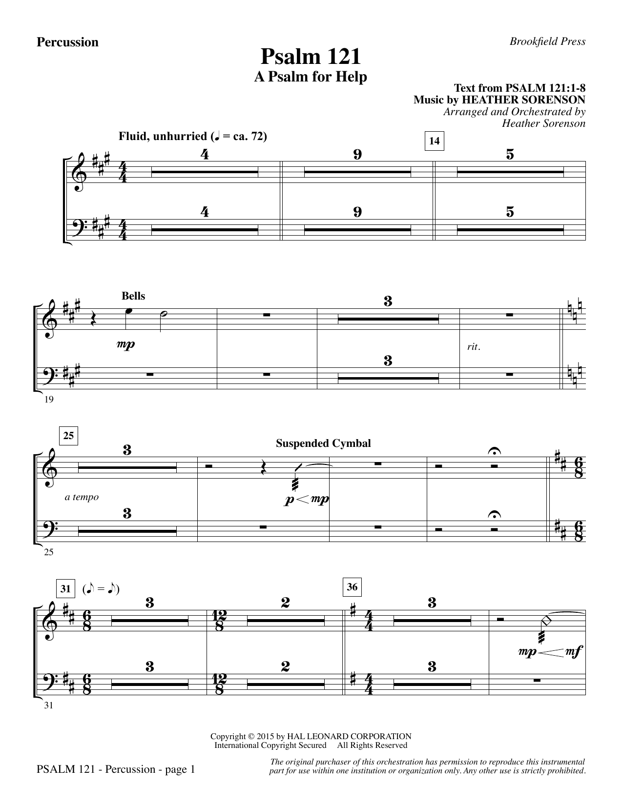 Heather Sorenson Psalm 121 (A Psalm For Help) - Percussion sheet music notes and chords arranged for Choir Instrumental Pak