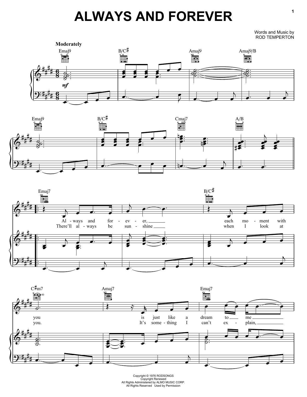 Heatwave Always And Forever sheet music notes and chords arranged for Easy Guitar