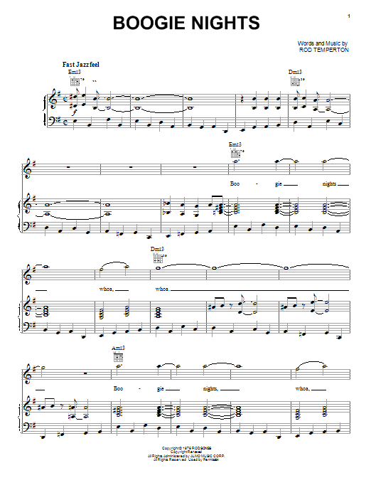 Heatwave Boogie Nights sheet music notes and chords arranged for Piano, Vocal & Guitar Chords (Right-Hand Melody)
