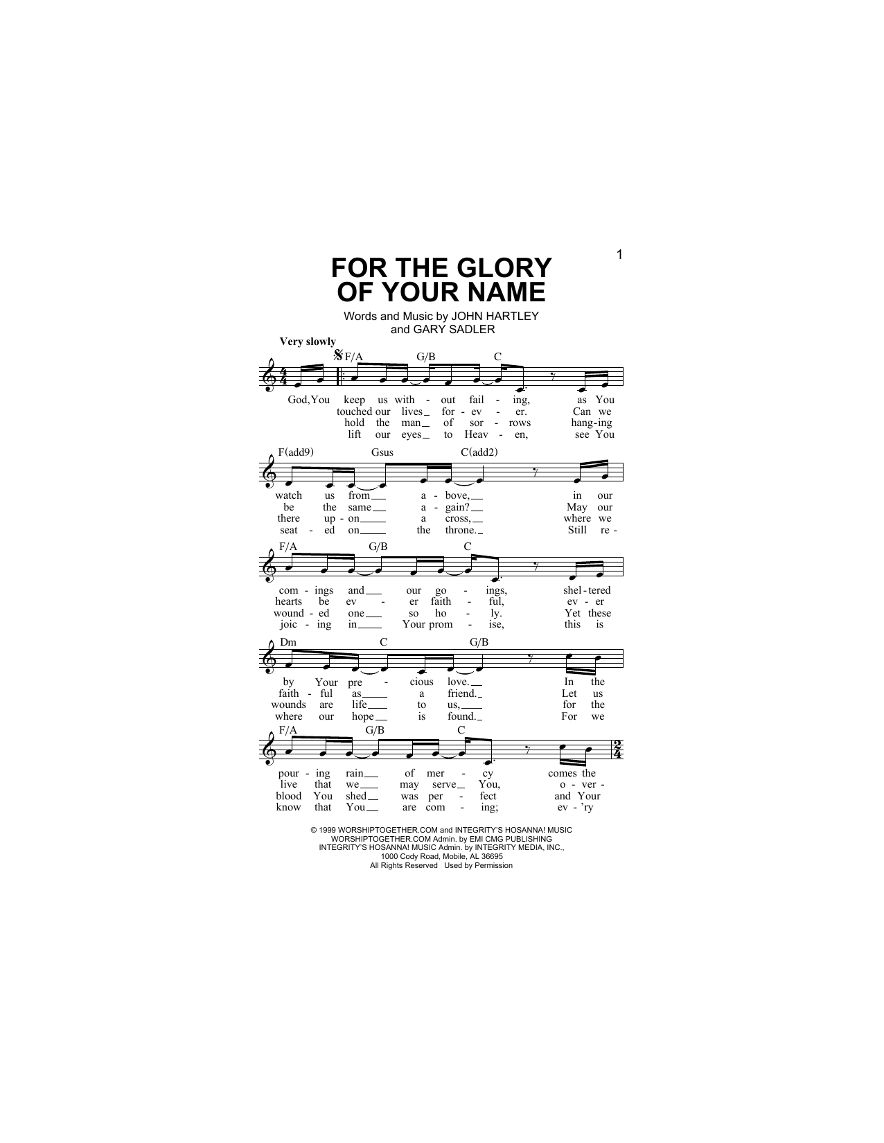 Heaven & Earth For The Glory Of Your Name sheet music notes and chords arranged for Lead Sheet / Fake Book
