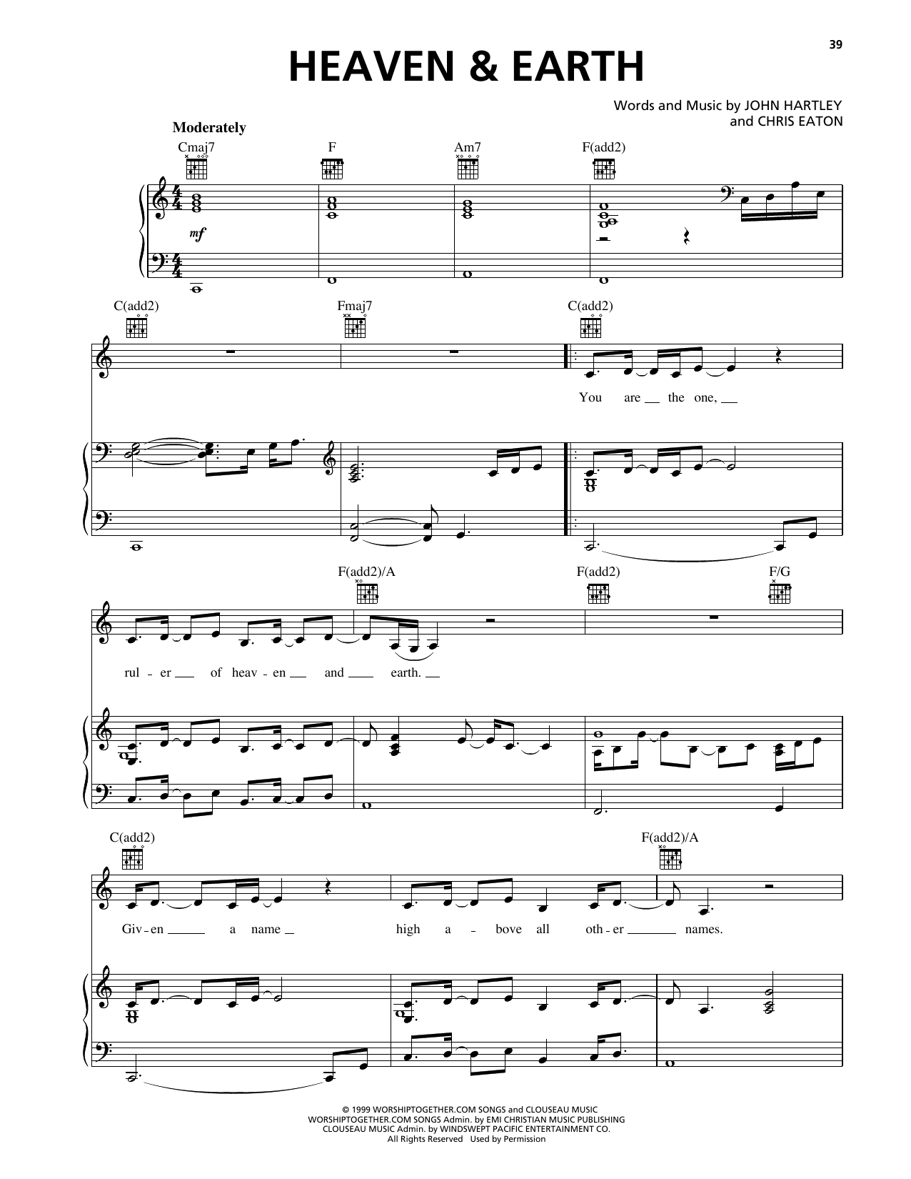 Heaven & Earth Heaven And Earth sheet music notes and chords arranged for Piano, Vocal & Guitar Chords (Right-Hand Melody)