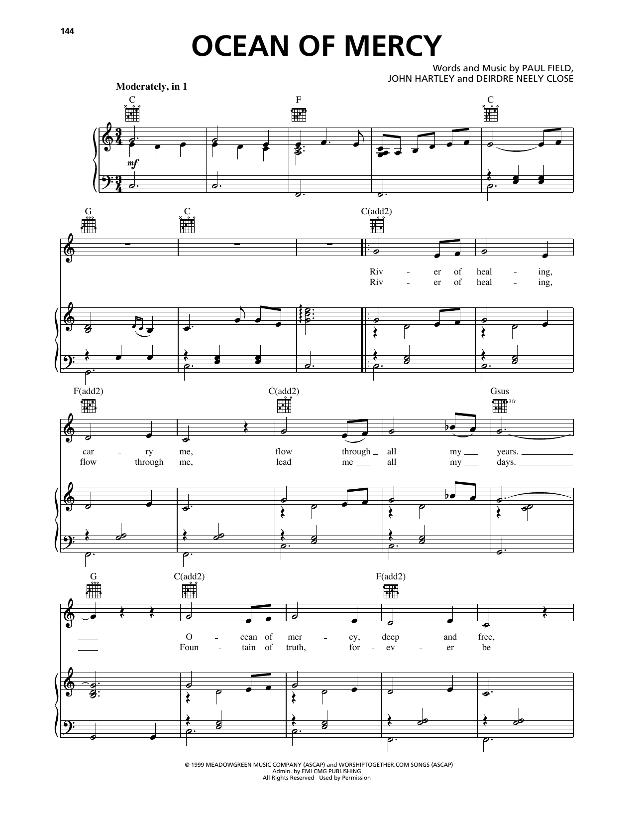 Heaven & Earth Ocean Of Mercy sheet music notes and chords arranged for Piano, Vocal & Guitar Chords (Right-Hand Melody)