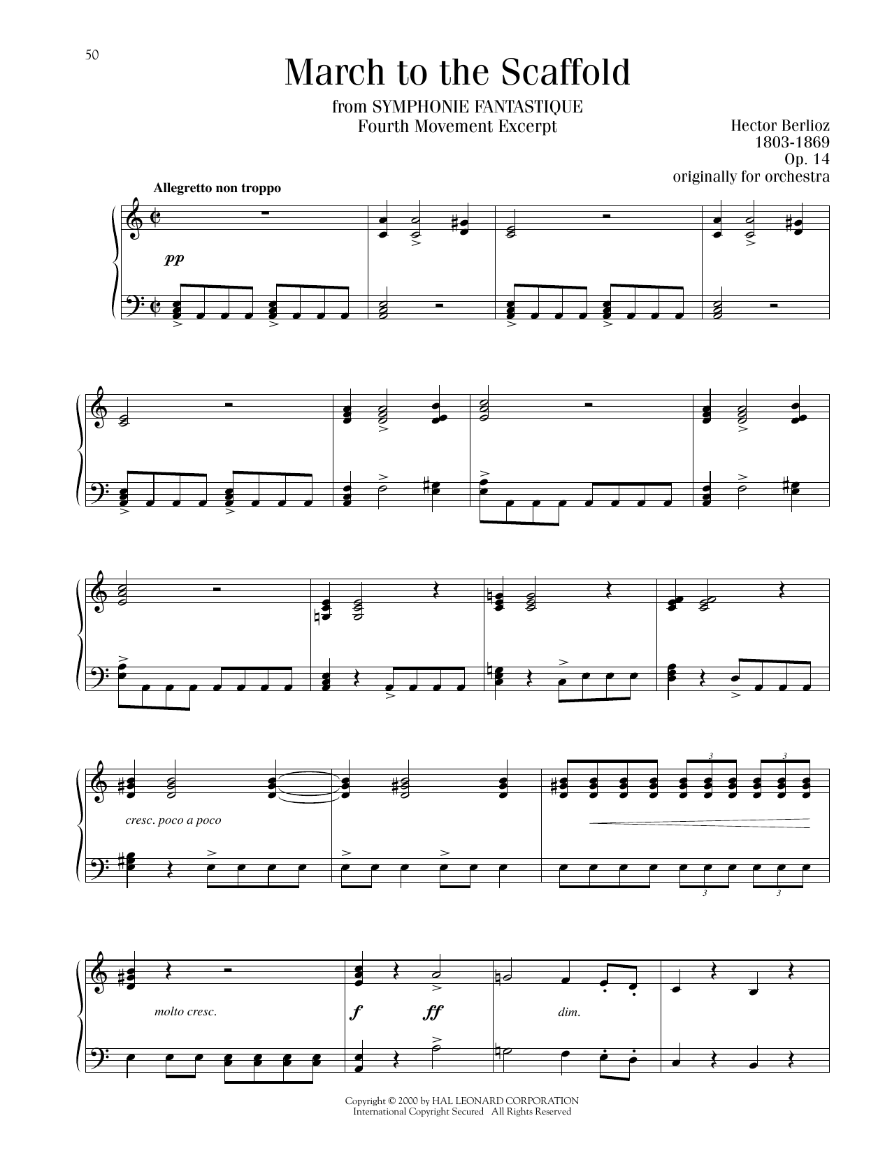Hector Berlioz March To The Scaffold sheet music notes and chords arranged for Piano Solo