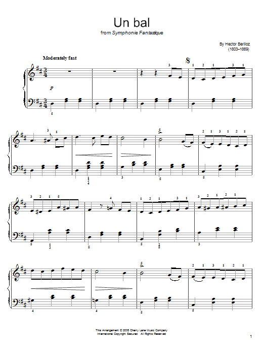 Hector Berlioz Un Bal sheet music notes and chords arranged for Easy Piano