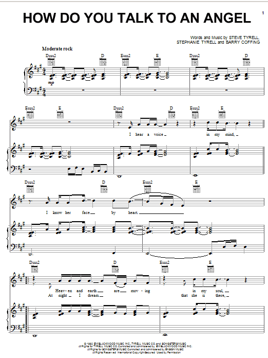 Heights How Do You Talk To An Angel sheet music notes and chords arranged for Piano, Vocal & Guitar Chords (Right-Hand Melody)