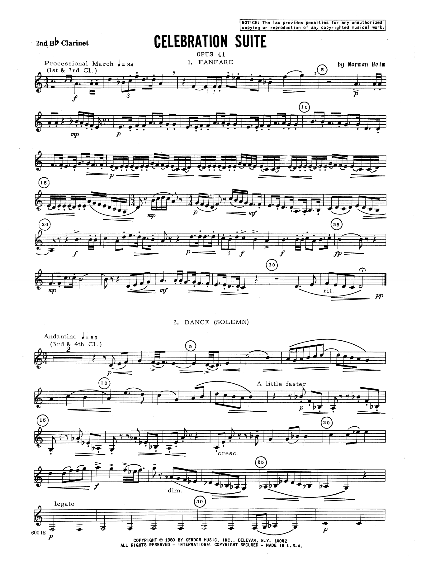 Heim Celebration Suite - 2nd Bb Clarinet sheet music notes and chords. Download Printable PDF.