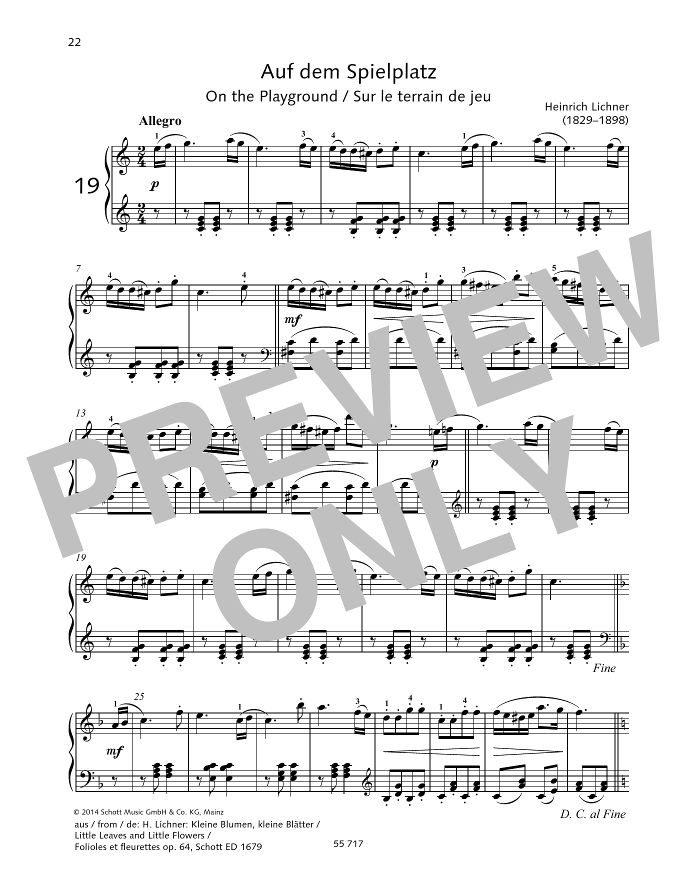 Heinrich Lichner On the Playground sheet music notes and chords arranged for Piano Solo